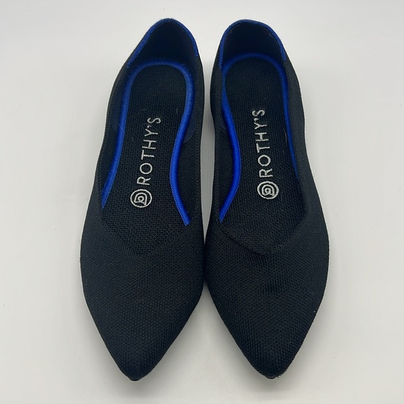 Rothy's - The Pointe Black Solid Pointed Toe Lightweight Classic Ballet Flats 8 - Picture 2 of 14